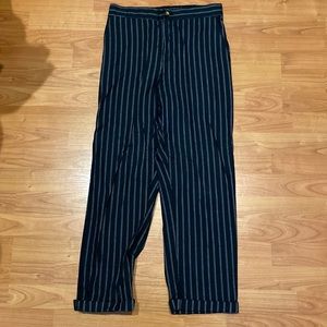Black and white striped pants